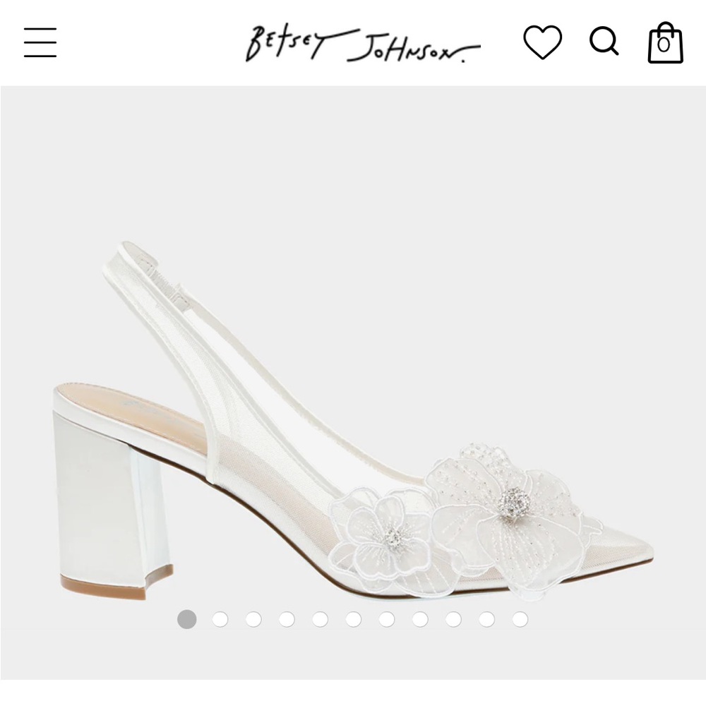 Betsey Johnson White Floral Heels—Petra in Ivory